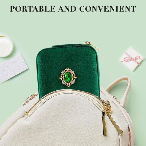 HONGTEYA Plush Velvet Jewelry Box Small Portable Travel Jewelry Case with Mirror Jewelry Organizer Boxes for Rings Necklaces Best Gifts For Daughter Girlfriend Mom in Saudi Arabia