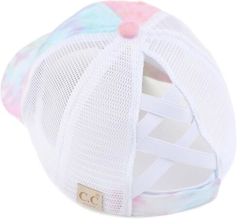 Funky Junque Girl's Criss Cross Hat Messy Bun High Ponytail Kids Baseball Cap in Saudi Arabia