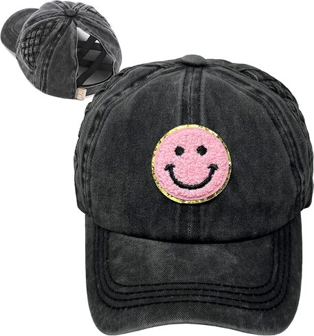 Funky Junque Girl's Criss Cross Hat Messy Bun High Ponytail Kids Baseball Cap in Saudi Arabia