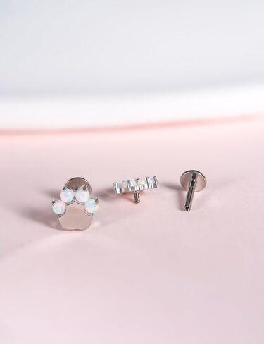 limerencia 18g Titanium Internally Threaded Tragus Piercing Jewelry CZ Top Flat Back Piercing Nose Studs Earring, Helix, Cartilage, Labret, for Women Men Sensitive Ears in Kuwait