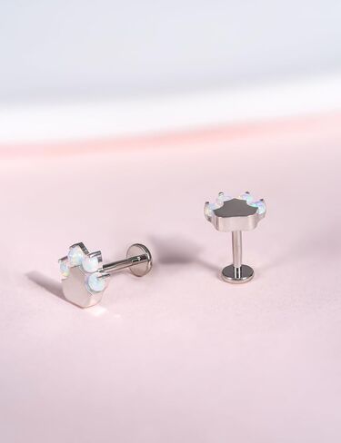limerencia 18g Titanium Internally Threaded Tragus Piercing Jewelry CZ Top Flat Back Piercing Nose Studs Earring, Helix, Cartilage, Labret, for Women Men Sensitive Ears in Kuwait