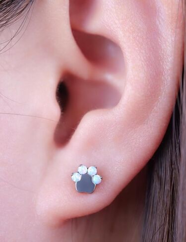 limerencia 18g Titanium Internally Threaded Tragus Piercing Jewelry CZ Top Flat Back Piercing Nose Studs Earring, Helix, Cartilage, Labret, for Women Men Sensitive Ears in Kuwait