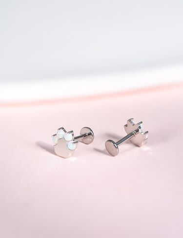 limerencia 18g Titanium Internally Threaded Tragus Piercing Jewelry CZ Top Flat Back Piercing Nose Studs Earring, Helix, Cartilage, Labret, for Women Men Sensitive Ears in Kuwait