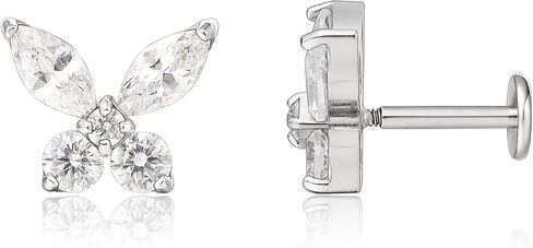 limerencia 18g Titanium Internally Threaded Tragus Piercing Jewelry CZ Top Flat Back Piercing Nose Studs Earring, Helix, Cartilage, Labret, for Women Men Sensitive Ears in Kuwait