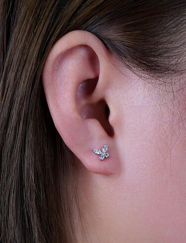 limerencia 18g Titanium Internally Threaded Tragus Piercing Jewelry CZ Top Flat Back Piercing Nose Studs Earring, Helix, Cartilage, Labret, for Women Men Sensitive Ears in Kuwait