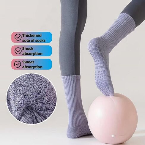 10 Pairs Yoga Socks Women's Warm and shock-absorbing floor Socks Cotton Pilates Fitness Dance Non slip Slipper Sports Thick in Saudi Arabia