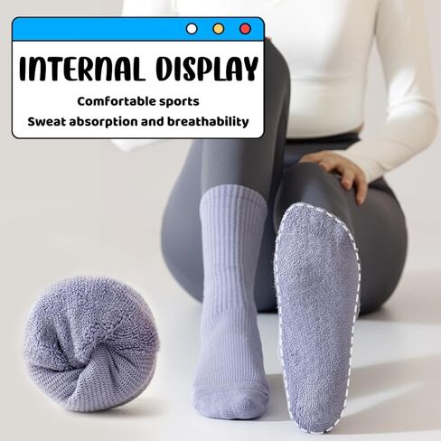 10 Pairs Yoga Socks Women's Warm and shock-absorbing floor Socks Cotton Pilates Fitness Dance Non slip Slipper Sports Thick in Saudi Arabia