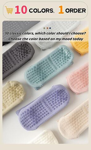 10 Pairs Yoga Socks Women's Warm and shock-absorbing floor Socks Cotton Pilates Fitness Dance Non slip Slipper Sports Thick in Saudi Arabia