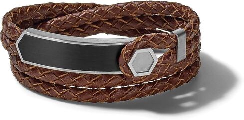 Men's Precisionist Double Wrap Braided Leather Strap Bracelet in Saudi Arabia