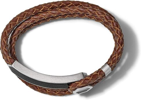 Men's Precisionist Double Wrap Braided Leather Strap Bracelet in Saudi Arabia
