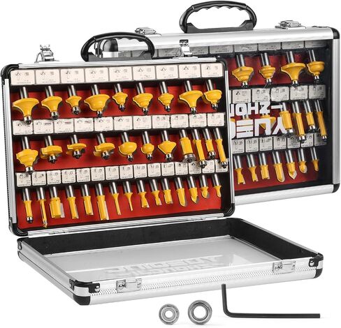 Router Bits Set 1/4 Inch Shank 15 Pieces 1/4 Inch Tungsten Carbide Router Bits Woodwork Tools for Doors,Tables,Shelves,Cabinets,DIY Woodwork in Kuwait