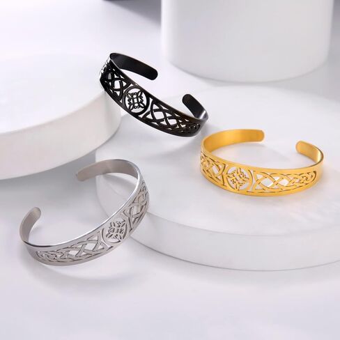 Dreamtimes Witch Knot Bracelet for Women Stainless Steel Adjustable Open Cuff Bangle Celtic Quaternary Wiccan Witches Knot Bracelet Witchcraft Amulet Jewelry for Men Birthday Gift in Kuwait