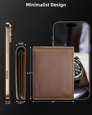 HiWe Wallet for Men with Find My Tracker Built in, Bifold Genuine Leather Wallet, RFID Blocking, Slim, Wireless Charging, Not for Android, Black in Saudi Arabia