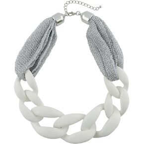 Bocar Statement Chunky Fashion Acrylic Beads Choker Cube Link Chain Necklace for Women Gifts