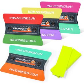 WRAPXPERT Magnetic Squeegees Vinyl Wrap Squeegee Car Wrap Tool Kits 4Pack with Neon Yellow Felt Buffers Vinyl Scraper 7Hardness Free Combination, Vinyl Wrap Kits Window Tint Wallpaper Tools