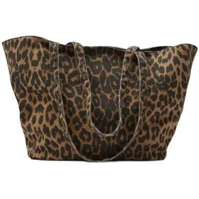 OCUH Oversized Leopard Prints Shoulder Bags for Women Deformable Canvas Large Capacity Shopping Totes
