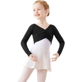 Kids Girls Ballet Wrap Tops Long Sleeve Crop Dance Sweaters for Leotards