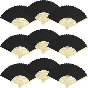 50 Packs White Paper Fans Paper Hand Fan Bamboo Folding Fan Handheld Fan Paper Folded Fan Paper Fan for Wedding Party and Home Decoration