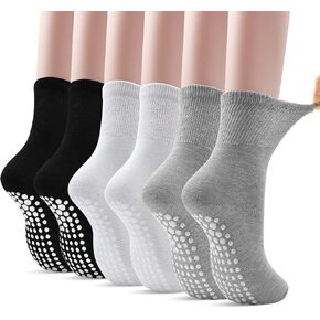 Non-Slip Yoga Socks for Women 6 Pairs, Non-binding Pilates Socks with Grips for Ladies,Grippy Socks 5-8