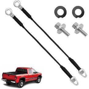 ​​NOTISH 1 Pair Tailgate Support Cable Strap with Bolt Compatible with 1999-2007 Chevrolet Chevy Silverado GMC Sierra 1500 2500 HD 3500 HD Replaces 88980509 88980510 11609938