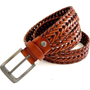 BAKANO Handmade Leather Belt for Men 1 1/2" Adjustable Braided Design for Jeans,Golf, and Business – Great Gift