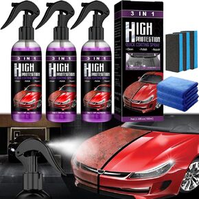 3 in 1 High Protection Quick Car Coating Spray, 3Pcs High Protection Quick Coating Spray, Ceramic Coating Spray 3-in-1, Car Scratch Nano Repair Spray, Car Coating Wax Polishing Spray(100 ML, 3PCS)
