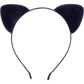 Velvet Cat Ears Headband,Black Plush Cat Headpiece Cute Cat Costume Accessories for Halloween Party Cosplay and Daily Use