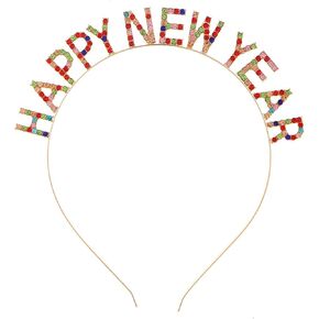 Mookiraer Happy New Year Headband Tiara,New Year Eve Women's Sparkly Rhinestone New Year Tiara Headband in Saudi Arabia