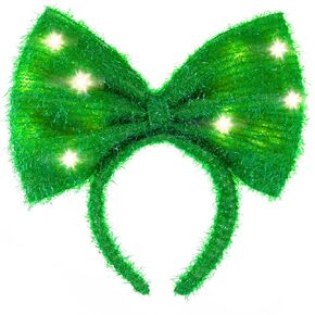 Light UP Christmas Headbands Led Red Bow Hairbands Xmas Bowkot Hair Accessories Head Hoops for Christmas Party Holiday Favors Elves Party Decoration(B-Red, One Size)