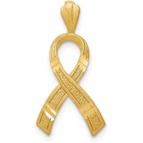 Solid 14k Yellow Gold Awareness Pendant Charm - 22mm x 10mm