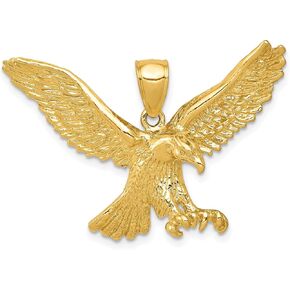 Avariah Solid 10k Yellow Gold Eagle Pendant - 24mm