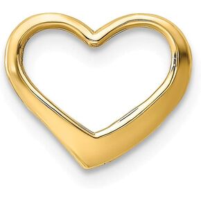 Solid 14k Yellow Gold 2-D Floating Heart Charm Pendant - 14mm x 12mm