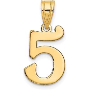 Solid 14k Yellow Gold Number 5 Pendant Charm
