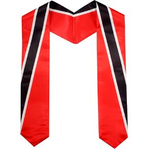 2 Pack Trinidad Trinidadians Nation Flag Graduation Stole, Satin Embroidery Graduation Sash for International Students, 72 Inch Length