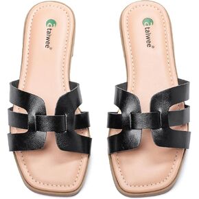 Ataiwee Women's Flat Slide Sandals - Fashionable Braided Elegant Cross Strap Flat Summer Sandals.