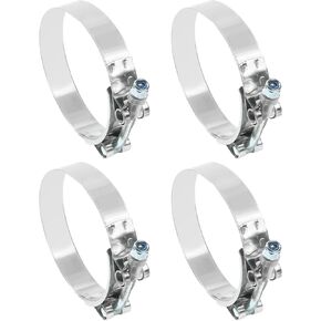 Zlirfy 4PCS T-Bolt Hose Clamps,Stainless Steel Intercooler Pipe Tube Clamps,Turbo Pipe Clamps,Adjustable Turbo Intake Intercooler Hose Clamp,Suitable for Intake system,Intercooler (4 Pcs, 4.0")