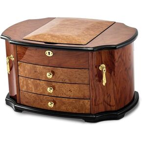 Diamond2Deal Oak Burl with Natural Mapa Wood Veneer Jewelry Box