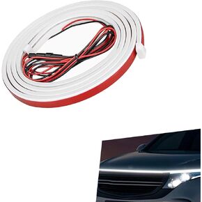 1 PC Car 70" Hood Through-Type LED Light Strip, Start Cool Dynamic Scanning Decorative Light, Hood Gap Flexible Waterproof Daytime Running Light, Universal for Cars and Trucks (White)