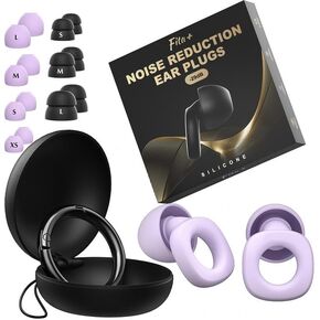 Fita+ Soft Silicone Ear Plugs for Sleeping, 7 Pairs XS/S/M/L, Noise Reduction Ear Plugs up to 33dB, Earplugs for Sleep, Work, Focus - Purple