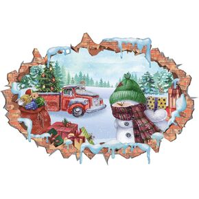 IARTTOP 3D Christmas Wall Decals，Lovely Snowman Wall Sticker,Adorable Elk Stickers,Christmas Window Clings,Winter Christmas Party Supplies,Merry Christmas Theme Wall Art Mural