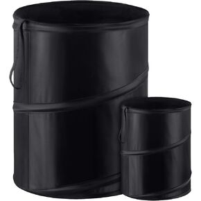 BBTO 2 Pcs Pop up Car Trash Can, Combination Size Portable Collapsible Trash Can with Elastic Band Hanging Car Waterproof Trash Can, Waste Basket, Rubbish Bin for Car Garbage Camping Traveling(Black)