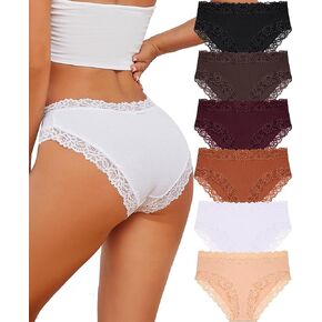 Knowyou Cotton Underwear for Women Cheeky Bikini Womens Underwear Pack Sexy Lace Wasit Hipster Brief Panties for Ladies