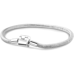 Barrel Clasp Snake Chain Bracelet - Basic Stainless Steel Snake Bracelet 7.1" 7.9" 8.6" 9.4 inch Hypoallergenic Jewelry Charm Birthday Gifts for Women in Kuwait