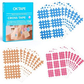 OK TAPE Cross Tape for Muscle Trigger Points and Acupuncture Points,Strong and Versatile for Home, Office, and Outdoor Use，Mix Box, 136PCS