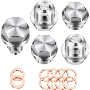5PCS Stainless Steel Engine/Transmission/Differential Oil Drain Fill Plug w/10PCS Crush Washers Fit for Select Polaris Sportsman, RZR, Ranger, Scrambler Models Replace 7052306 2203739 3234756