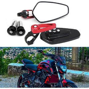 Universal 7/8 22mm Motorcycle Mirrors Handlebar Bar End Red Compatible with Honda Grom Yamaha Kawasaki Ducati Suzuki Gsxr1000 Cafe Racer Dirt Bike ATV