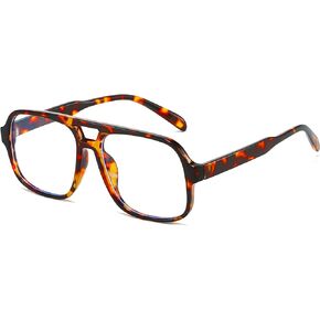 Oversized Square Aviator Glasses for Women Men Big Frame Retro Blue Light Blocking Glasses Vintage Style