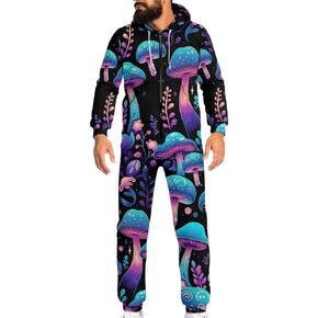 Binienty Men's Women's Non-Footed Solid Color Onesie Pajamas Jumpsuit for Adults