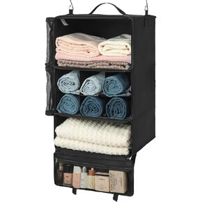 GRANNY SAYS Compression Packing Cubes for Travel, Foldable Hanging Luggage Organizer, 3-Shelf Hanging Travel Shelves with 2 Hooks and Mesh Window, Large Packing Cubes for Carry on Suitcase Organizer