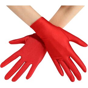 Womens Short Satin Opera Gloves Formal Dancing Gloves for Wedding Bridal Banquet Party Gloves 1920s Flapper Accessories